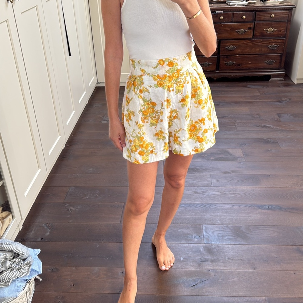Faithfull the Brand Yellow Floral Shorts